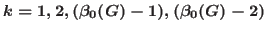 $k=1,2,(\beta_0(G)-1),(\beta_0(G)-2)$