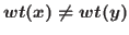 $wt(x)\neq wt(y)$