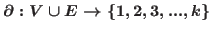 $\partial :V\cup
E\rightarrow \{1,2,3,...,k\}$