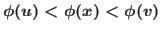 $\phi(u) < \phi(x) < \phi(v)$