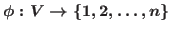 $\phi: V \rightarrow \{1,2,\ldots,n\}$