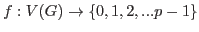 $f:V(G)\rightarrow \left\lbrace 0,1,2,...p-1\right\rbrace $